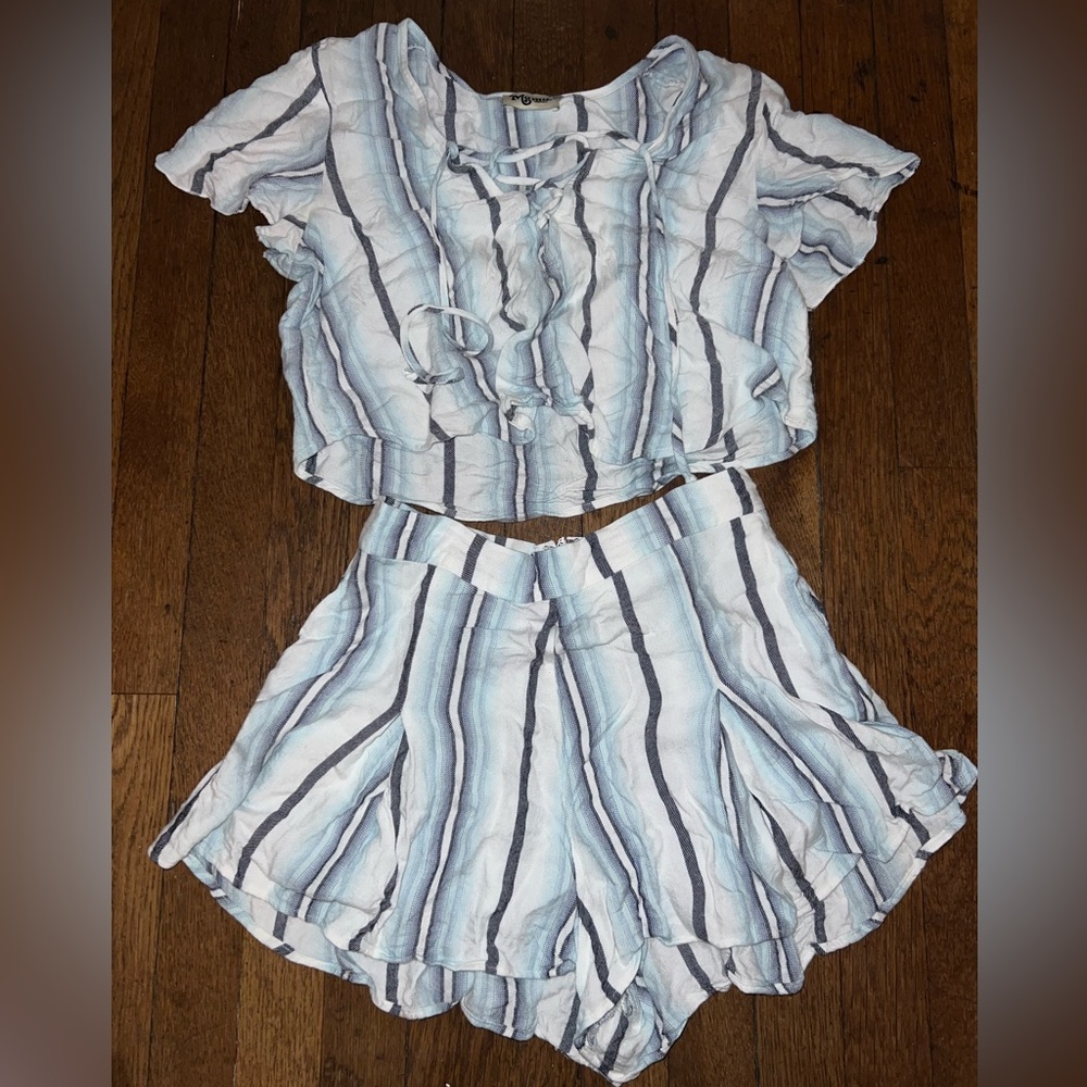 Show Me Your MuMu Blue and White Striped Crop Top